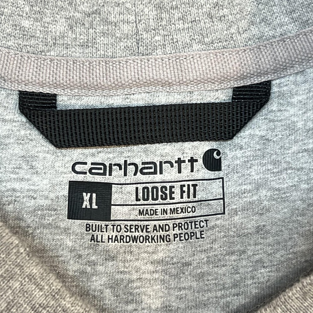 Carhartt Sweatshirt Mens XL Gray Fleece Crewneck Pullover Logo Patch Loose Fit - Picture 6 of 10